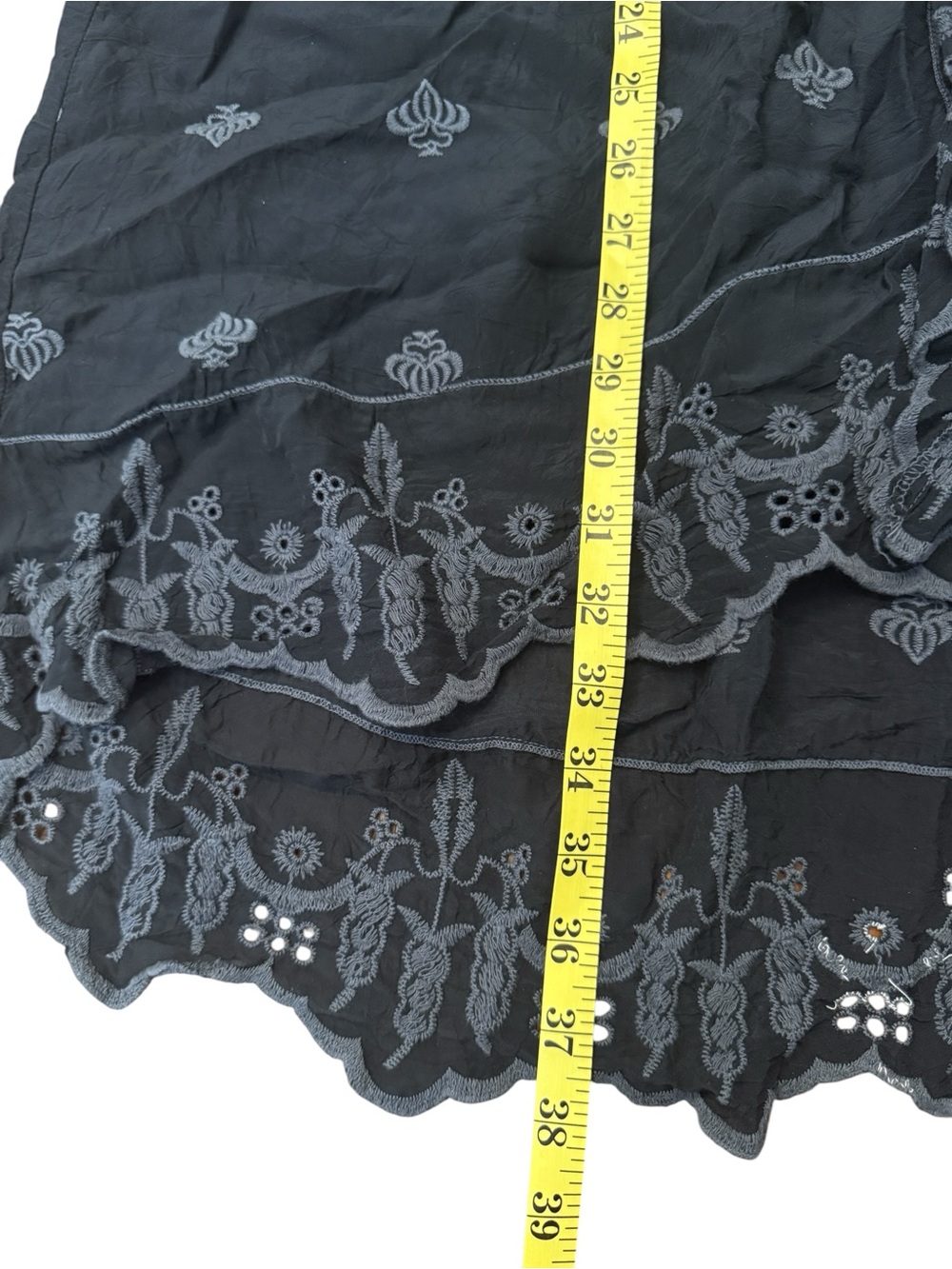 Johnny Was Black Gray Embroidered Eyelet Open Front w/tie Kimono Duster Size Med - Picture 9 of 9